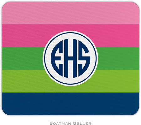 Boatman Geller - Personalized Mouse Pads (Bold Stripe Pink Green & Navy)
