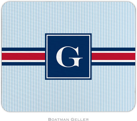 Boatman Geller - Personalized Mouse Pads (Seersucker Band Red & Navy)