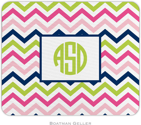 Boatman Geller - Personalized Mouse Pads (Chevron Pink Navy & Lime)