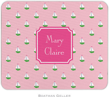 Boatman Geller - Personalized Mouse Pads (Little Sailboat Pink Preset)