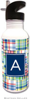 Personalized Water Bottles by Boatman Geller (Madras Patch Blue Preset)