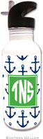 Personalized Water Bottles by Boatman Geller (Anchors Navy Preset)