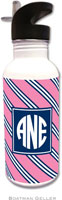 Personalized Water Bottles by Boatman Geller (Repp Tie Pink & Navy Preset)