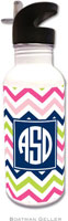 Personalized Water Bottles by Boatman Geller (Chevron Pink Navy & Lime Preset)