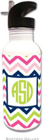 Personalized Water Bottles by Boatman Geller (Chevron Pink Navy & Lime)
