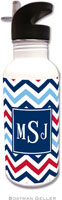 Boatman Geller - Personalized Water Bottles (Chevron Blue & Red Preset)