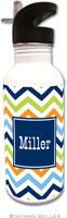 Personalized Water Bottles by Boatman Geller (Chevron Blue Orange & Lime Preset)