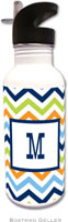 Boatman Geller - Personalized Water Bottles (Chevron Blue Orange & Lime)