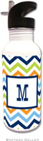 Personalized Water Bottles by Boatman Geller (Chevron Blue Orange & Lime)