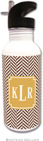 Personalized Water Bottles by Boatman Geller (Herringbone Chocolate Preset)