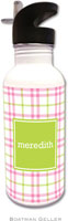 Personalized Water Bottles by Boatman Geller (Miller Check Pink & Green Preset)