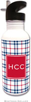 Personalized Water Bottles by Boatman Geller (Miller Check Navy & Red Preset)