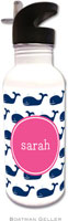 Personalized Water Bottles by Boatman Geller (Whale Repeat Navy Preset)
