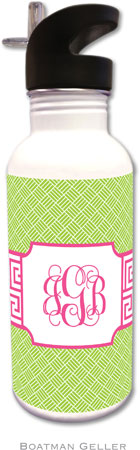 Personalized Water Bottles by Boatman Geller (Greek Key Band Pink)