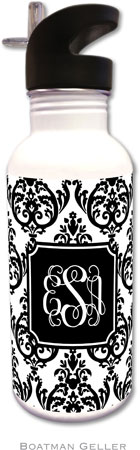 Personalized Water Bottles by Boatman Geller (Madison Damask White with Black Preset) Personalized Water Bottles by Boatman Geller (Madison Damask White with Black Preset)