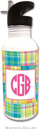 Personalized Water Bottles by Boatman Geller (Madras Patch Bright)