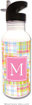 Personalized Water Bottles by Boatman Geller (Madras Patch Pink Preset)