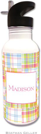 Personalized Water Bottles by Boatman Geller (Madras Patch Pink)