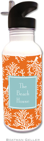 Personalized Water Bottles by Boatman Geller (Coral Repeat Preset)