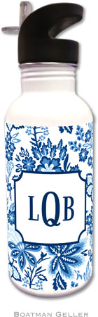 Personalized Water Bottles by Boatman Geller (Classic Floral Blue)