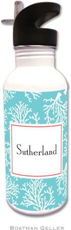 Personalized Water Bottles by Boatman Geller (Coral Repeat Teal)