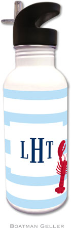 Personalized Water Bottles by Boatman Geller (Stripe Lobster)