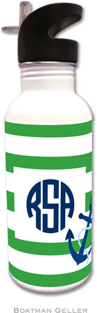 Personalized Water Bottles by Boatman Geller (Stripe Anchor)