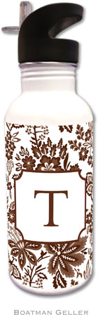 Personalized Water Bottles by Boatman Geller (Classic Floral Brown)