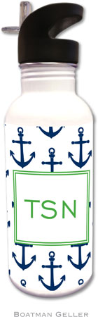 Personalized Water Bottles by Boatman Geller (Anchors Navy)