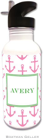 Personalized Water Bottles by Boatman Geller (Anchors Pink) Personalized Water Bottles by Boatman Geller (Anchors Pink)