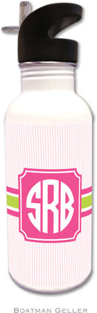 Personalized Water Bottles by Boatman Geller (Seersucker Band Pink & Green) Personalized Water Bottles by Boatman Geller (Seersucker Band Pink & Green)