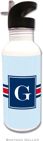 Personalized Water Bottles by Boatman Geller (Seersucker Band Red & Navy) Personalized Water Bottles by Boatman Geller (Seersucker Band Red & Navy)