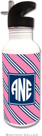 Personalized Water Bottles by Boatman Geller (Repp Tie Pink & Navy Preset) Personalized Water Bottles by Boatman Geller (Repp Tie Pink & Navy Preset)