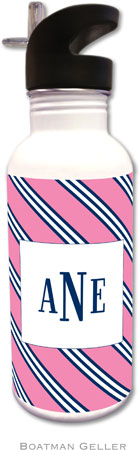 Personalized Water Bottles by Boatman Geller (Repp Tie Pink & Navy) Personalized Water Bottles by Boatman Geller (Repp Tie Pink & Navy)