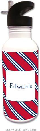 Personalized Water Bottles by Boatman Geller (Repp Tie Red & Navy)