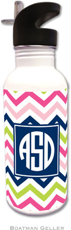 Boatman Geller - Personalized Water Bottles (Chevron Pink Navy & Lime Preset)