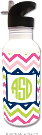 Personalized Water Bottles by Boatman Geller (Chevron Pink Navy & Lime)