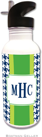 Personalized Water Bottles by Boatman Geller (Alex Houndstooth Navy)