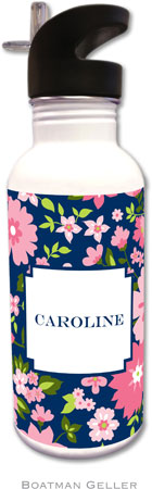 Personalized Water Bottles by Boatman Geller (Caroline Floral Pink)