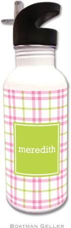 Personalized Water Bottles by Boatman Geller (Miller Check Pink & Green Preset) Personalized Water Bottles by Boatman Geller (Miller Check Pink & Green Preset)