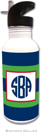 Personalized Water Bottles by Boatman Geller (Rugby Navy & Kelly) Personalized Water Bottles by Boatman Geller (Rugby Navy & Kelly)