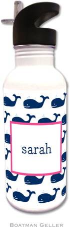Personalized Water Bottles by Boatman Geller (Whale Repeat Navy) Personalized Water Bottles by Boatman Geller (Whale Repeat Navy)