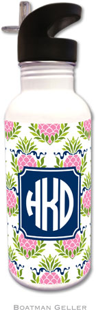 Personalized Water Bottles by Boatman Geller (Pineapple Repeat Pink Preset)