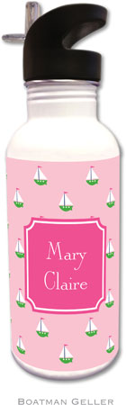 Personalized Water Bottles by Boatman Geller (Little Sailboat Pink Preset)