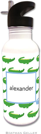 Personalized Water Bottles by Boatman Geller (Alligator Repeat Blue)
