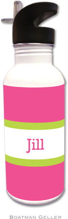 Personalized Water Bottles by Boatman Geller (Stripe Raspberry & Lime)