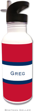 Personalized Water Bottles by Boatman Geller (Stripe Red & Navy)