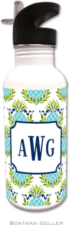 Personalized Water Bottles by Boatman Geller (Pineapple Repeat Teal)