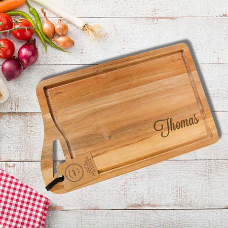 Personalized Acacia Cheese Board with Juice Groove by Carved Solutions Personalized Acacia Cheese Board with Juice Groove by Carved Solutions