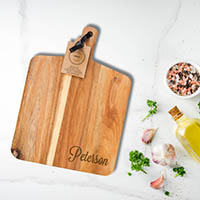 Personalized Acacia Cheese Board with Handle by Carved Solutions